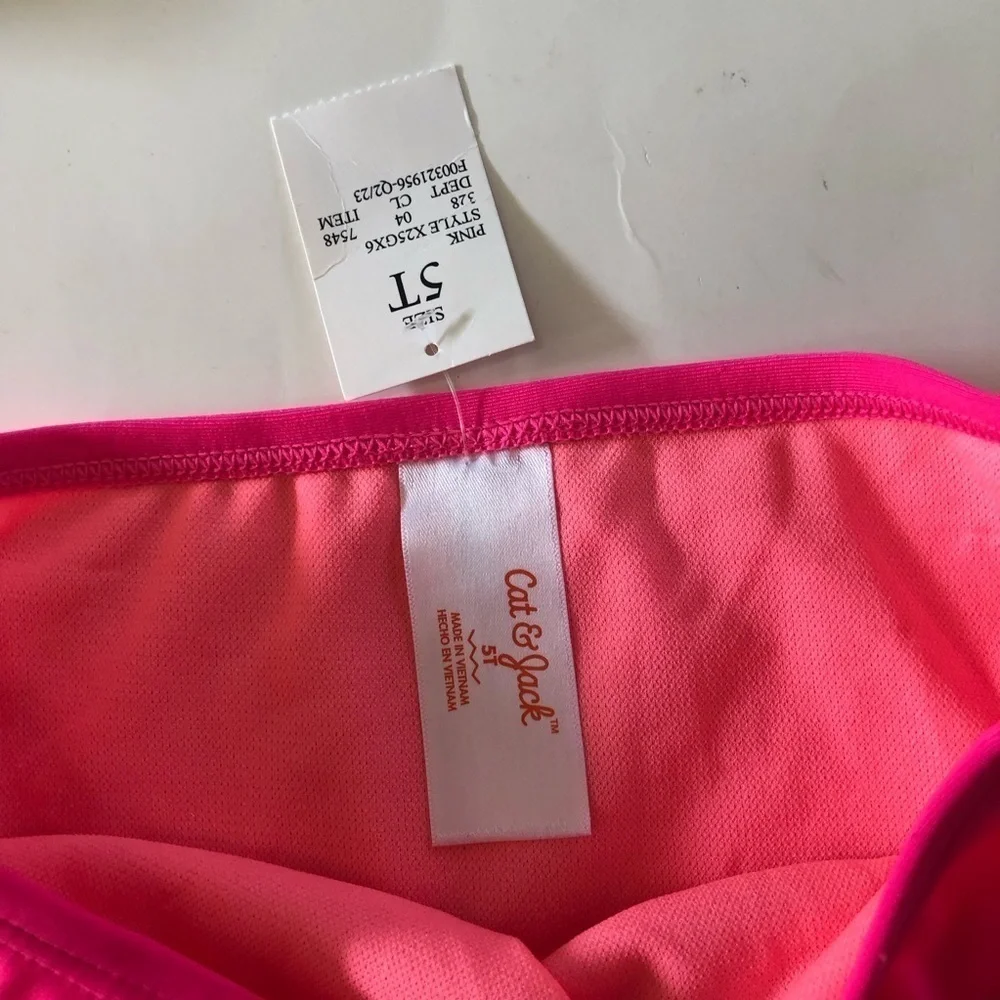 Bundle 3Pc Art Class Cat & Jack Tropical Bralette Pink Black Bikini Bottoms Set